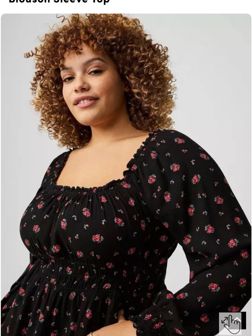 torrid Black Top with Red Rose Print